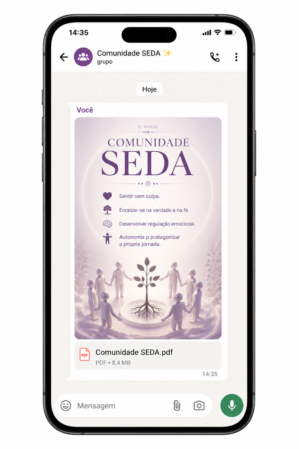 Smartphone com o acesso à Comunidade SEDA